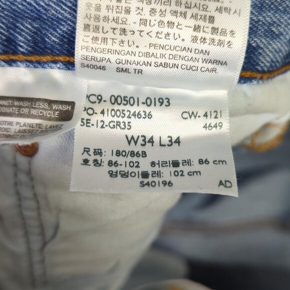 Levi's Jeans Men's 34x34 Fits 34x32 Blue 501 Straight Button Fly Denim - Picture 10 of 11